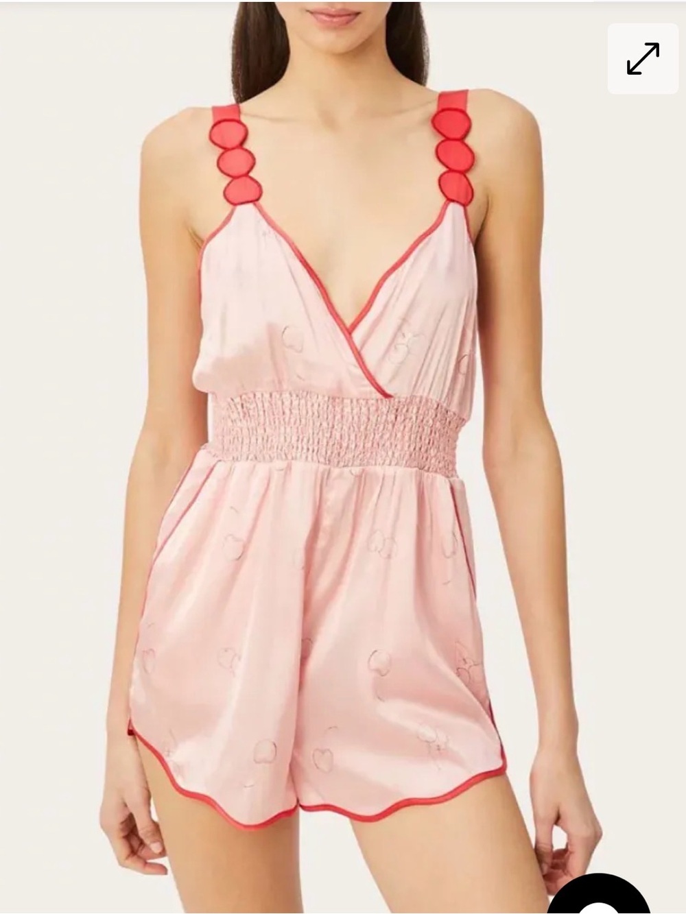 Morgan Lane Pink Romper with Red Trim